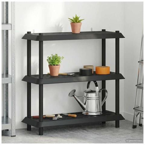 Unità di scaffalatura 3 livelli 100 x 40 x 96 cm PP Antracite - Foto 2