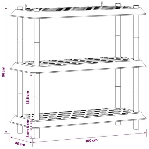 Unità di scaffalatura 3 livelli 100 x 40 x 96 cm PP Antracite - Foto 8