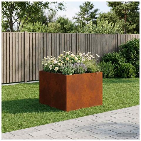 Vaso da giardino Ruggine 80 x 80 x 60 cm Acciaio Corten - Foto 2