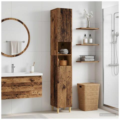Armadio da Bagno con Ripiano Aperto ARNHEM Legno antico - Foto 2