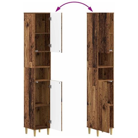 Armadio da Bagno con Ripiano Aperto ARNHEM Legno antico - Foto 9