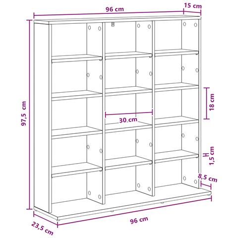 Mobile per CD Rovere Fumo 96 x 23,5 x 97,5 cm - Foto 9