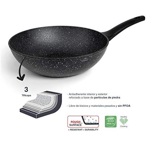 26848 - Padella wok, antiaderente, in alluminio forgiato di qualità, adatta a tutti i tipi di fornelli, inclusa l'induzione, - Foto 3