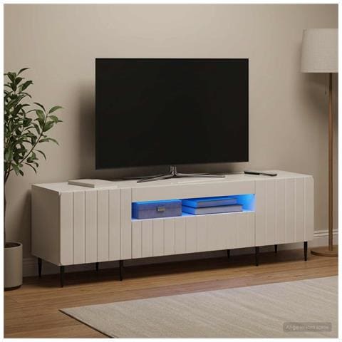 Mobile TV LED Bianco Lucido Legno ingegnerizzato - Foto 2