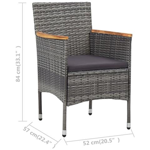 Sedie Da Pranzo Per Giardino 2 Pz In Polyrattan Grigio - Foto 2