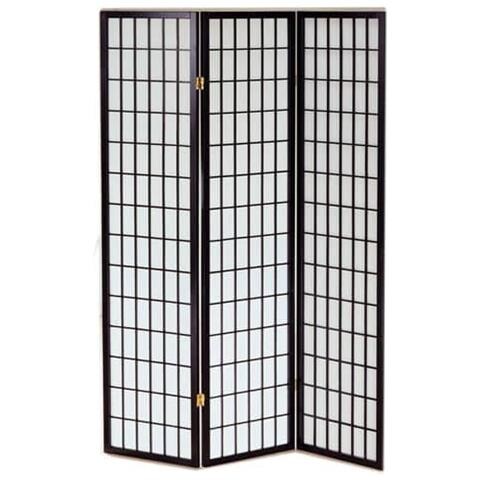 Paravento A 3 Ante In Legno E Carta Di Riso Nero Ny1001-3 - Foto 1
