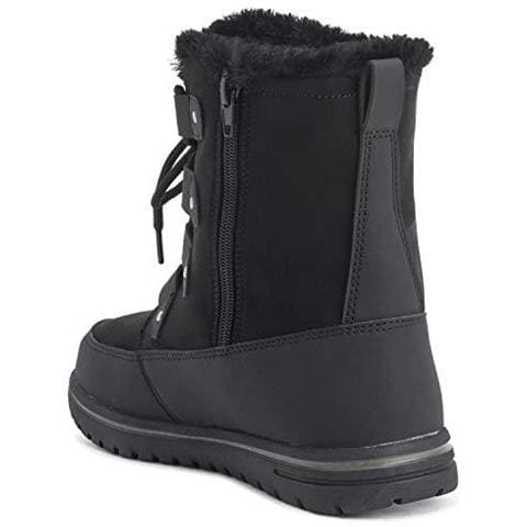 Womens Quilted Breve Neve Dinverno Faux Fur Caldi Stivali Impermeabili Durevoli 3 Regno Unito Nero Suede - Foto 4