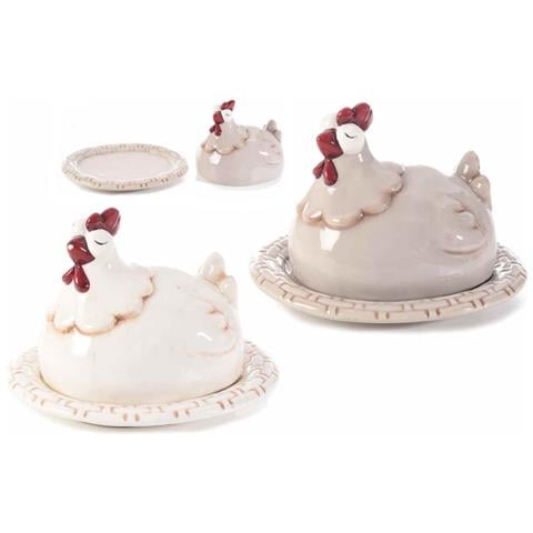 Coprivivande In Ceramica A Forma Di Gallina Decorazione Per Casa E Cucina Idea Regalo Set Da 2 - Foto 1