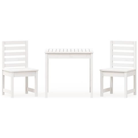 Set Da Bistrot Da Giardino 3pz Bianco In Legno Massello Di Pino - Foto 1