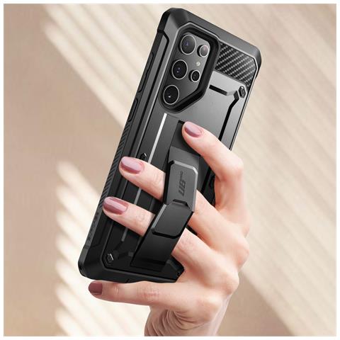Cover Completa Per Samsung Galaxy S24 Ultra Antishock Con Cavalletto, Nero - Foto 5