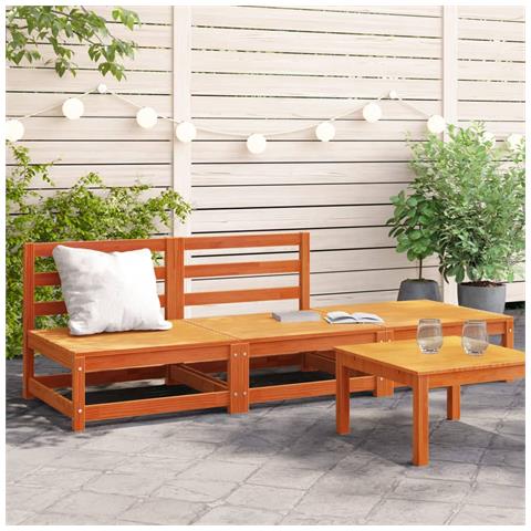 Divano Senza Braccioli Giardino Poggiapiedi Marrone Cera Pino - Foto 1