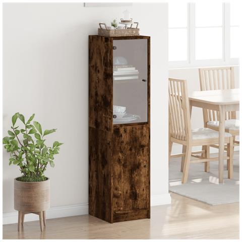 Credenza Con Anta In Vetro Rovere Fumo 35x37x142 Cm - Foto 3