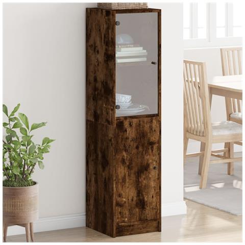 Credenza Con Anta In Vetro Rovere Fumo 35x37x142 Cm - Foto 1