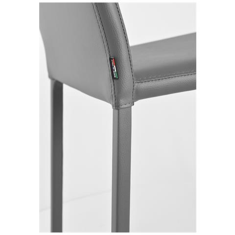 Set 4 Sedie Impilabili Modello Julia Per Cucina Bar E Sala Da Pranzo, Robusta Struttura In Acciaio Imbottita E Rivestita In Finta Pelle Colore Grigio Scuro - Foto 6