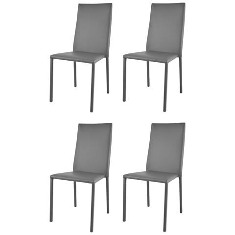 Set 4 Sedie Impilabili Modello Julia Per Cucina Bar E Sala Da Pranzo, Robusta Struttura In Acciaio Imbottita E Rivestita In Finta Pelle Colore Grigio Scuro - Foto 1