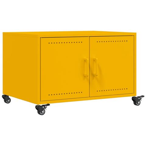 Tavolino da Salotto Giallo Senape 68x50x43,5 cm in Acciaio - Foto 1
