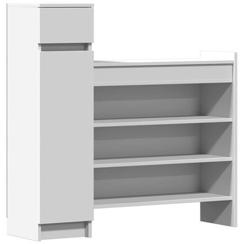 Scarpiera Bianca 100,5x28x100 Cm In Legno Multistrato - Foto 1