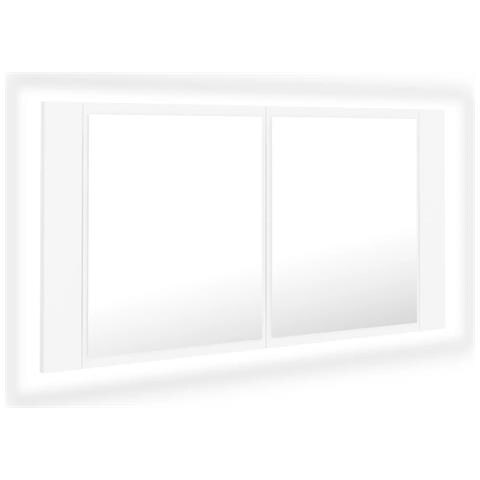Lusso Casadino - Armadietto A Specchio Con Luci Led Bianco 90x12x45 In Acrilico - Foto 1