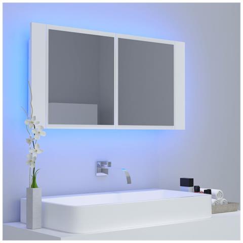 Lusso Casadino - Armadietto A Specchio Con Luci Led Bianco 90x12x45 In Acrilico - Foto 2