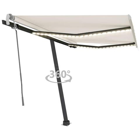 Tenda Da Sole Retrattile Manuale Con Led 300x250 Cm Crema - Foto 2