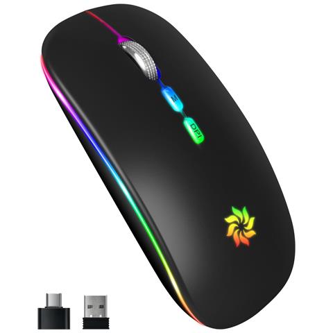 Mouse Silenzioso A Doppia Modalità: Wireless Bluetooth 5.1 Ricaricabile F - Foto 1