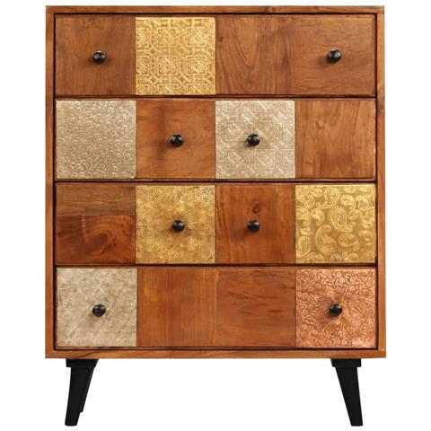 Lusso Casadino -  Cassettiera 60x30x75 Cm In Legno Massello D'acacia - Foto 1