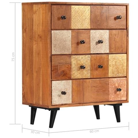 Lusso Casadino -  Cassettiera 60x30x75 Cm In Legno Massello D'acacia - Foto 8