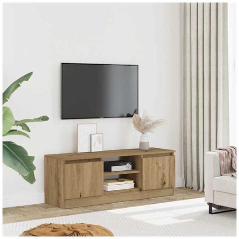 Mobile Porta TV Rovere Artigianale 102x30x36 cm Multistrato - Foto 2