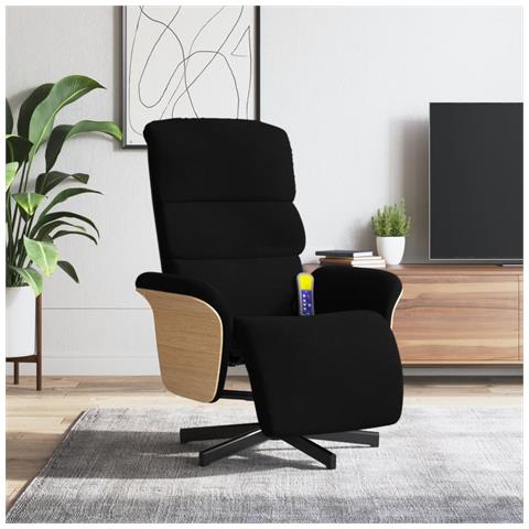 Poltrona Reclinabile Massaggiante con Poggiapiedi Nera Tessuto - Foto 2