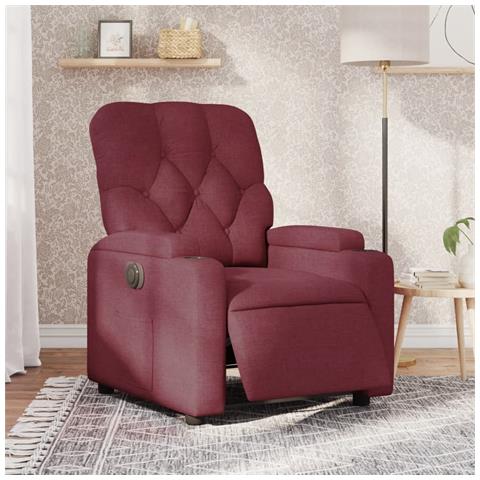 Poltrona Elettrica Reclinabile Rosso Vino in Tessuto - Foto 2