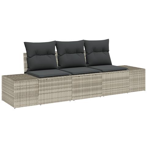 Set divani giardino a 3 pezzi con cuscini grigio chiaro polyrattan - Foto 1