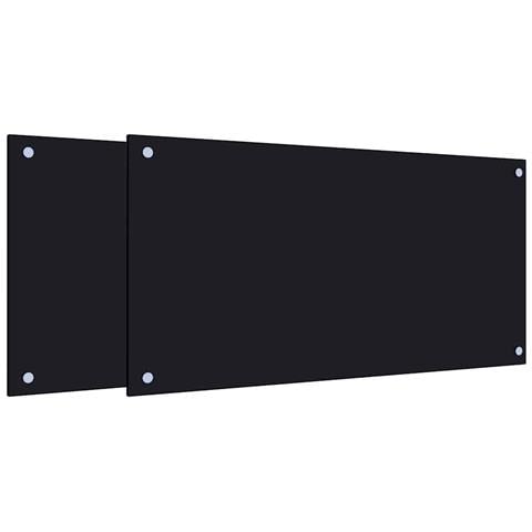 Paraschizzi per Cucina 2 pz Neri 80x40 cm in Vetro Temperato - Foto 1