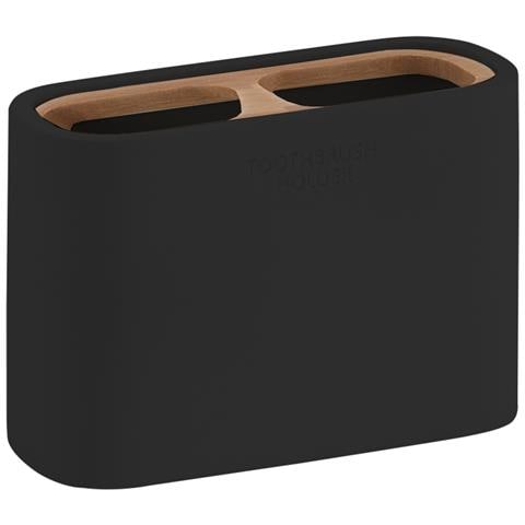 Portaspazzolini D'appoggio In Resina E Bambù 1398 Serie Ninfea Nero Matt - Foto 1