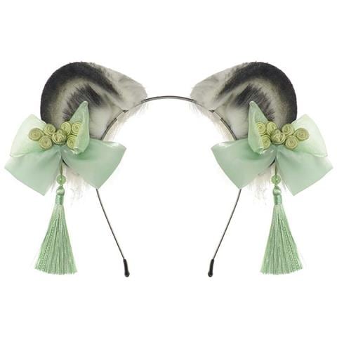 Cerchietto Con Orecchie Da Orso Lolita: Accessorio Cinese Con Nappe Per Cosplay E Streaming - Foto 1