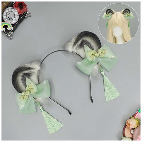 Cerchietto Con Orecchie Da Orso Lolita: Accessorio Cinese Con Nappe Per Cosplay E Streaming - Foto 2