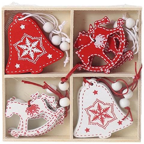 Decorazioni Natalizie Ciondoli In Legno Per Albero Di Natale 12 Pz Natale - Foto 1