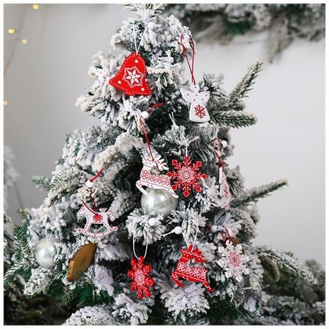 Decorazioni Natalizie Ciondoli In Legno Per Albero Di Natale 12 Pz Natale - Foto 2