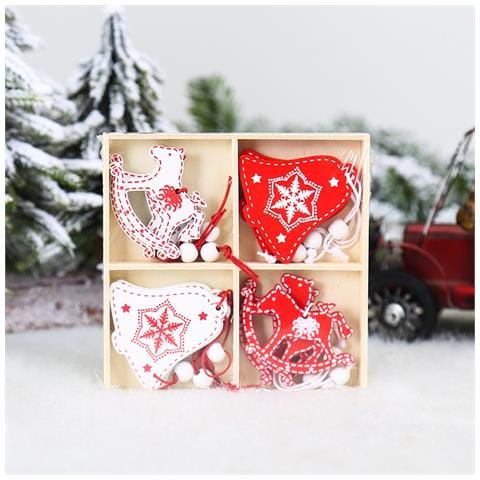 Decorazioni Natalizie Ciondoli In Legno Per Albero Di Natale 12 Pz Natale - Foto 3