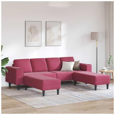 Set di divani 3 pcs Rosso vino Velluto - Foto 2