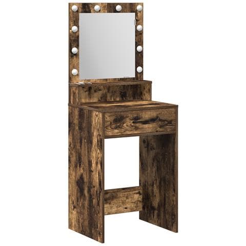 Tavolo da Trucco con Luci a LED in Quercia Affumicata 50x41x135 cm - Foto 1