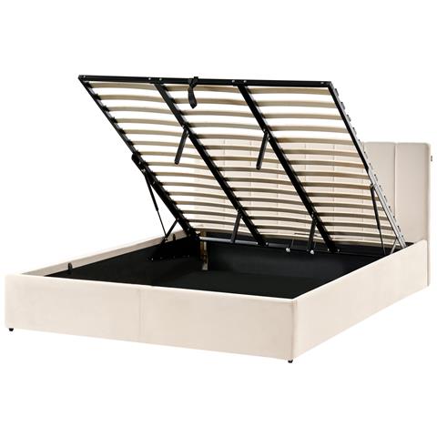 Letto Contenitore Velluto Dreux 180 X 200 Cm Beige Chiaro - Foto 2