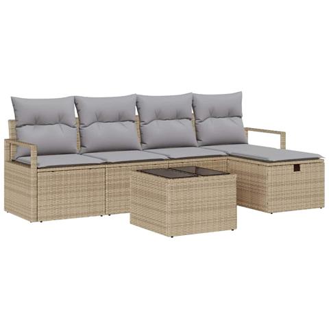 Set Divano da Giardino con cuscino 6 pcs beige e grigio chiaro - Foto 1