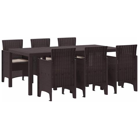 Set da Pranzo per Giardino 7 pcs Marrone Rattan Polt - Foto 1
