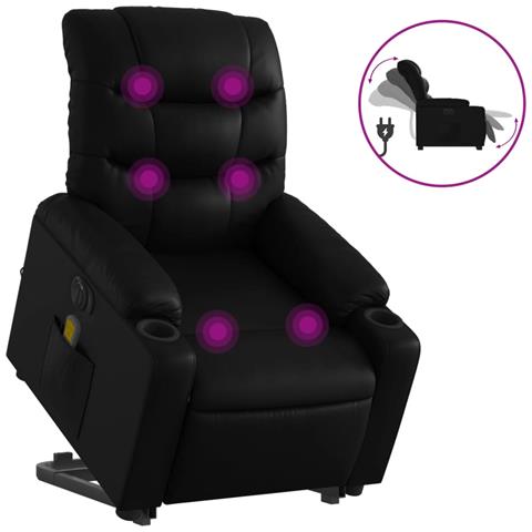 Poltrona Alzapersona Massaggiante Elettrica Nera in Similpelle - Foto 1