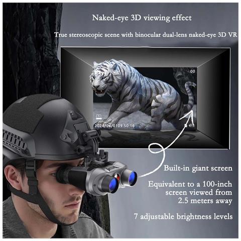 Binocolo Visore Notturno Vr 3d Montato Su Testa E Compatibile Con Casco, Video 4k E Zoom 6x - Foto 4
