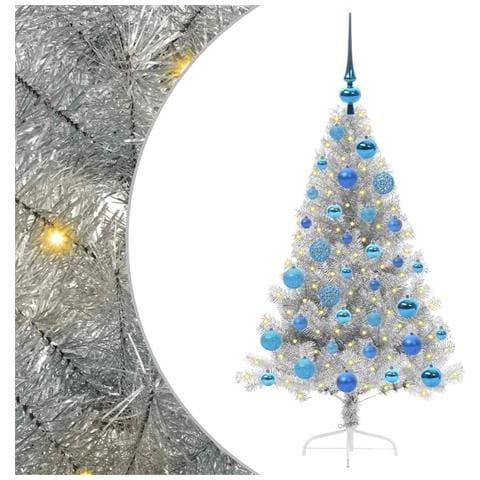 Albero di Natale artificiale con luci integrate Argento 120 cm - Foto 1