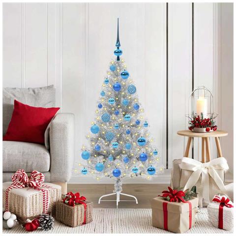 Albero di Natale artificiale con luci integrate Argento 120 cm - Foto 2