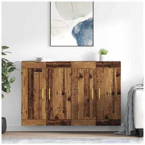 Mobile a muro 2 pcs Legno vecchio 69,5 x 34 x 90 cm - Foto 2