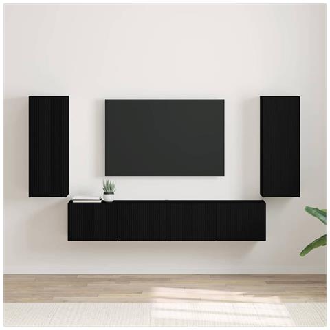 Mobile TV da parete 2 pcs Nero 30 x 31 x 80 cm - Foto 2