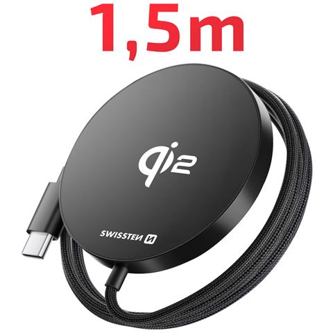 Caricatore Magnetico Qi2 Magsafe Da 15w Con Cavo Da 1,5m, Nero - Foto 2